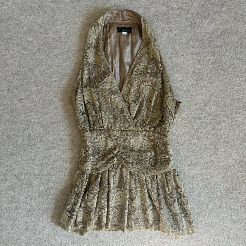BCBGMAXAZRIA Lace Halter Dress